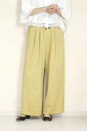 trois （トロア）　スラブツイルサイドフリンジワイドパンツ　T261-87048-C