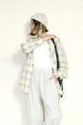 KHA:KI（カーキ） SHEER CHECK OVER SHIRTS　MIL26HBL3157