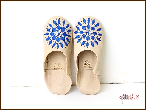 刺繍バブーシュ　ナチュラル　メンズ