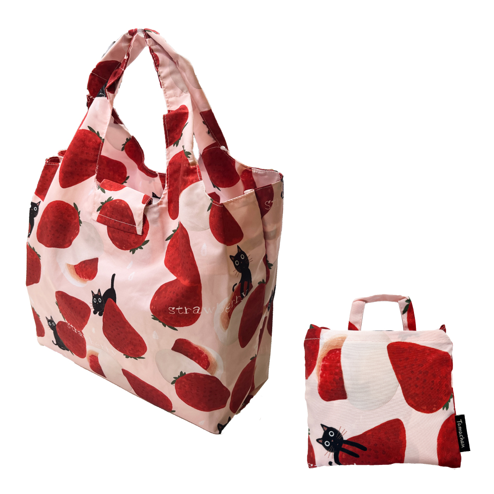 ♥むっち♥ ♡♬.*゜　いちご猫ちゃん　トートバッグ　小物入れ ♥むっち♥ ♡♬.*゜様専用 いちご猫ちゃん トートバッグ 小物入れ