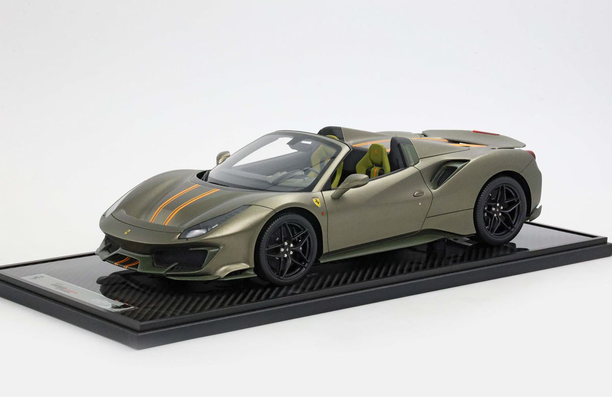 BBR1225F 1/12 Ferrari 488 Pista Spider Open roof Verde Manzoni Matt Limited 15pcs