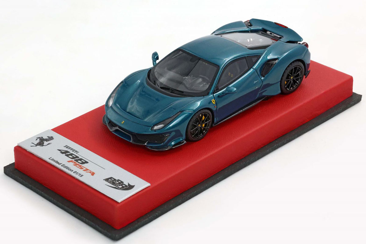 バタリアン 限定カラー　大特価 BBRC202BCST1 1/43 Ferrari 488 Pista Blu Capri Red Leather Base