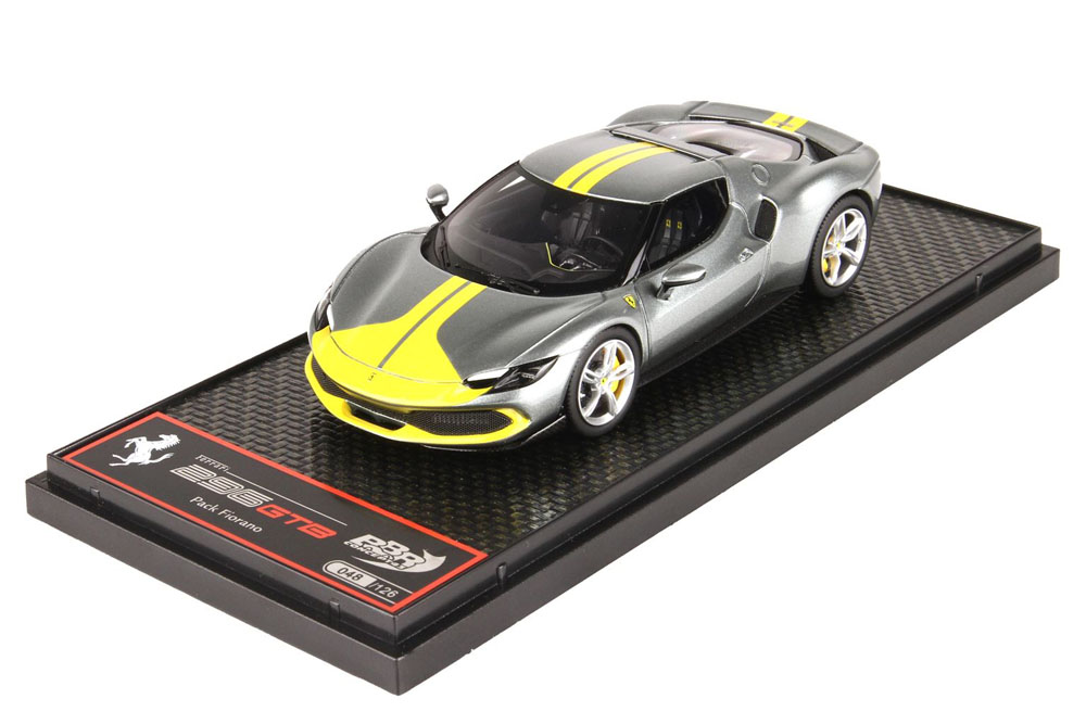 BBRC265A Ferrari 296GTB Assetto Fiorano Grigio Coburn / Yellow Stripe Limited 126pcs