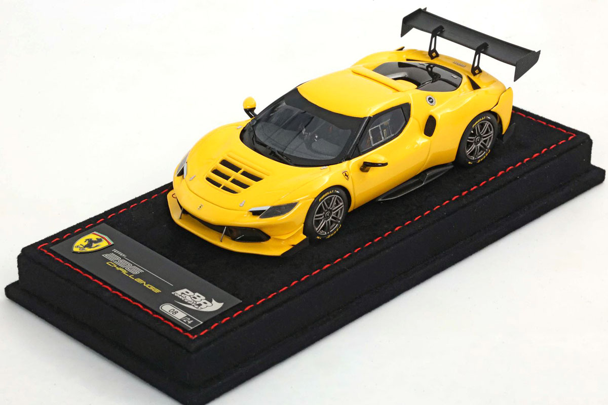 BBRC293B Ferrari 296 Challenge 2023 Giallo Modena - Alcantara Base Limited 24pcs