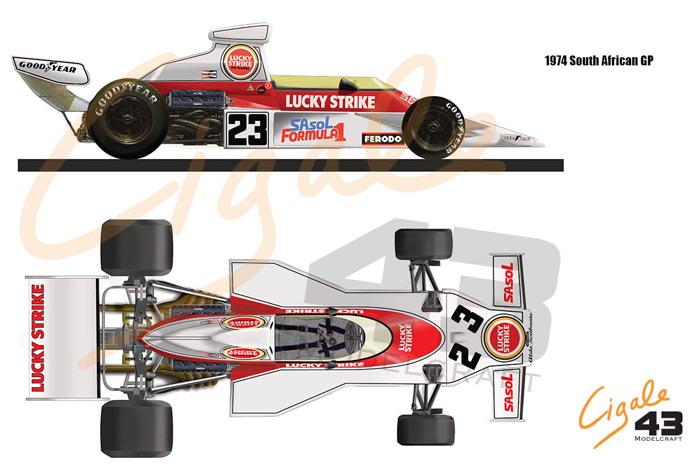 Cigale 43 Decal CDS014 1/43 McLaren M23 Aldo Scribante Lucky Strike Racing 1974 for D.Charlton 【メール便可】