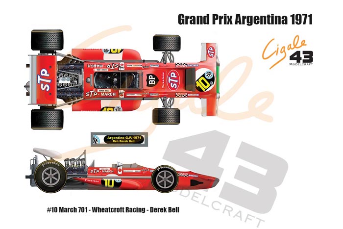 Cigale 43 Decal CDS033 1/43 March 701 GP Argentina 1971 #10 for D.Bell - Wheatcroft Racing 【メール便可】