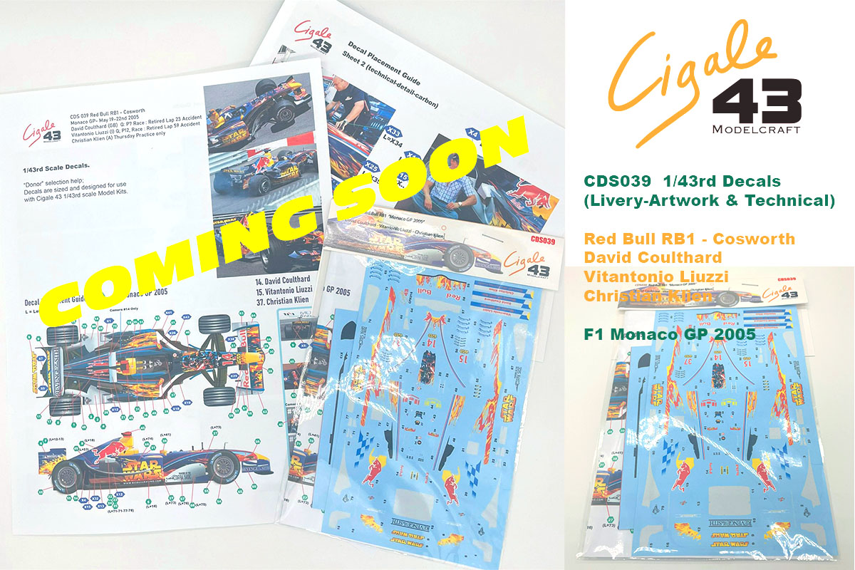 Cigale 43 Decal CDS039 1/43 Red Bull RB1 Cosworth Monaco GP 2005 【メール便可】