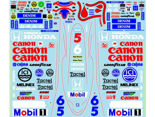 Museum collection D1000 1/20 Williams FW11 & Racing suit Decal (Tamiya) 【メール便可】