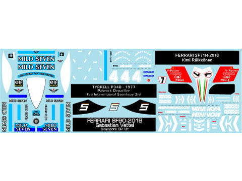 Museum collection D1007 1/43  F1 Machine Collection 7 (B194, P34, SF71H, SF90, BT55) Decal (DeAgostini) 【メール便可】