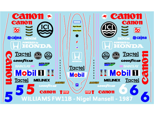 Museum collection D1059 1/24 Williams FW11&FW11B Decal (DeAgostini) 【メール便可】