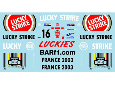 Museum collection D190 1/18 BAR005 Lucky Strike Takuma Sato Decal【メール便可】