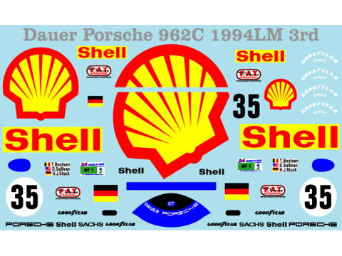 Museum collection D751 1/64 Dauer Porsche 962C 94 LM Shell Decal(Kyosho)【メール便可】