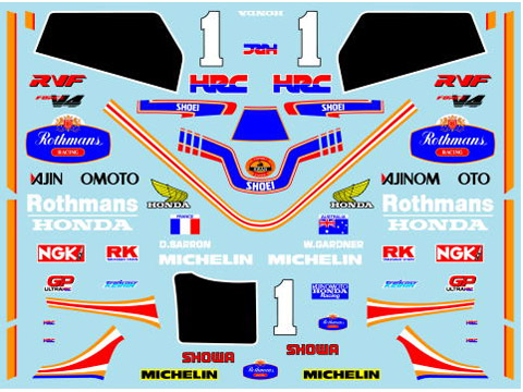 Museum collection D835 1/12 Honda RVF750 1987 Rothmans Decal (Tamiya) 【メール便可】