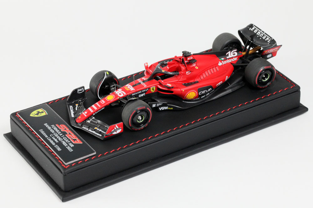 BBR Deluxe C281ADL Ferrari SF-23 Bahrain GP 2023 C.Leclerc (Black Leather Base) Limited 90pcs