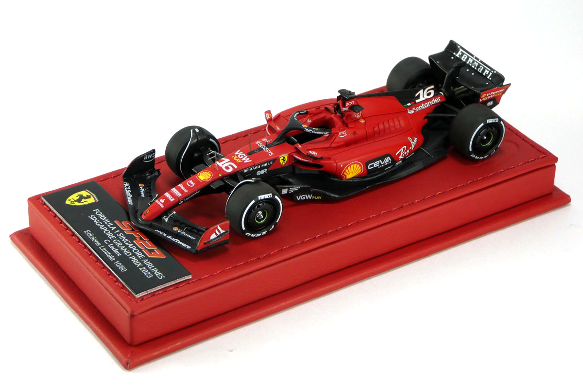 BBR Deluxe C292BDL Ferrari SF-23 Singapore GP 2023 C.Leclerc (Red Leather Base) Limited 60pcs