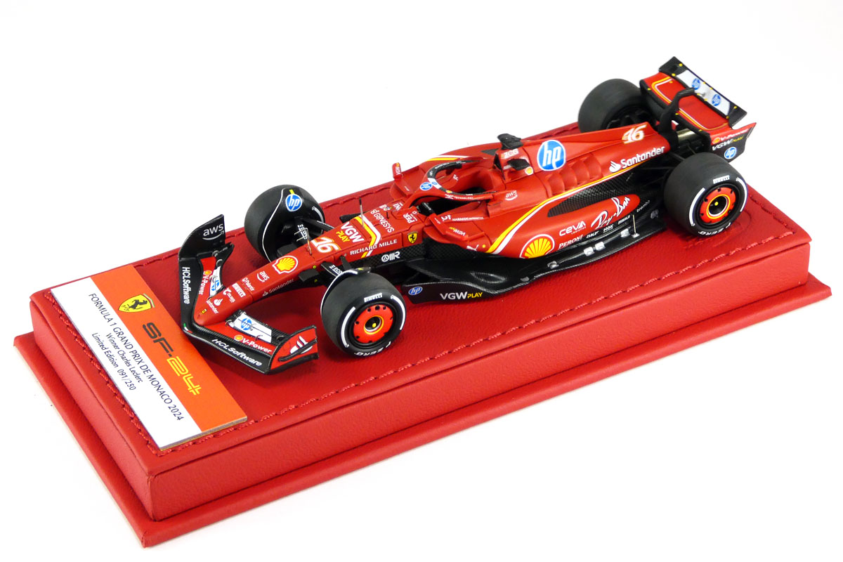 BBR Deluxe C303ADL Ferrari SF-24 Monaco GP 2024 C.Leclerc Winner (Red leather base) Limited 250pcs
