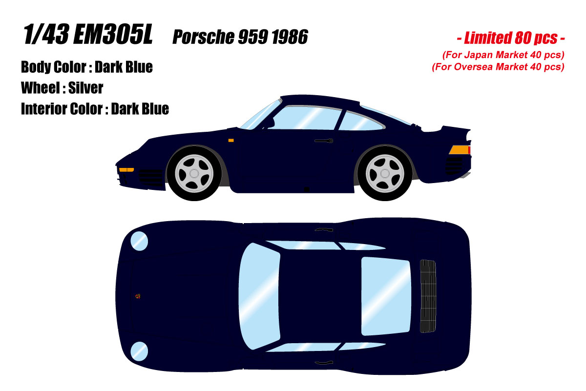 ** 予約商品 ** EIDOLON EM305L Porsche 959 1986 Dark Blue Limited 80pcs