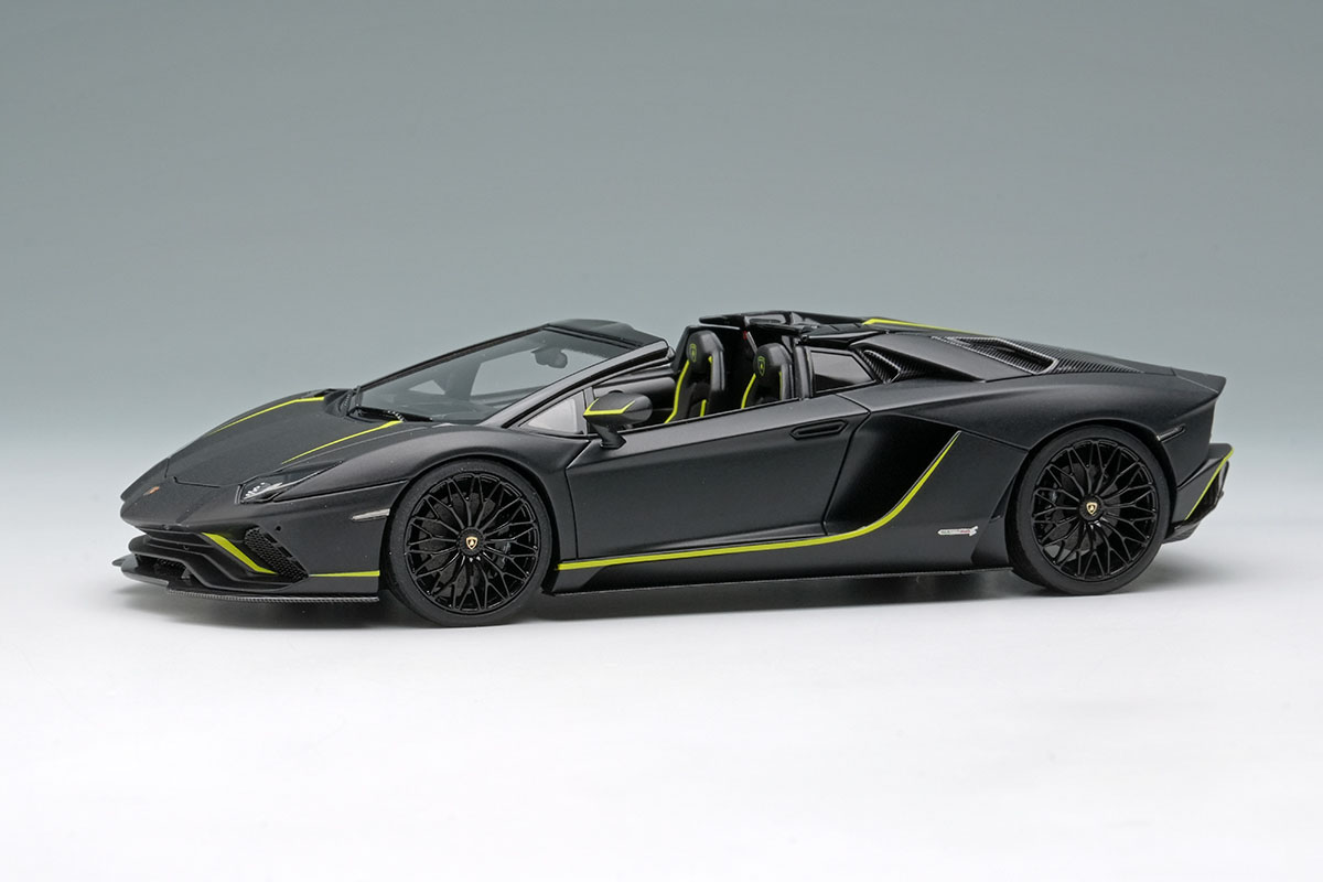 EIDOLON EM598A Lamborghini Aventador S Roadster Japan Limited Edition 2021 Nero Pluso / Green Stripe Limited 50pcs