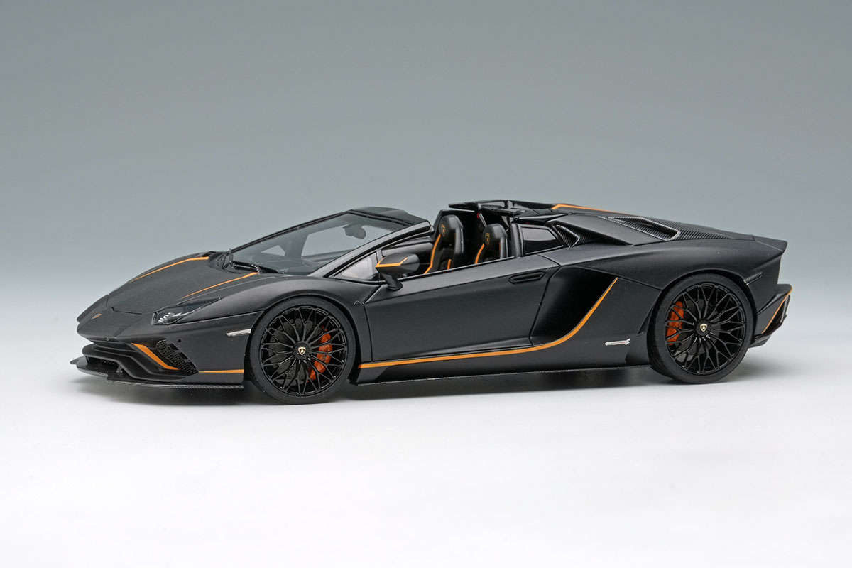EIDOLON EM598B Lamborghini Aventador S Roadster Japan Limited Edition 2021 Nero Pluso / Orange Stripe Limited 50pcs