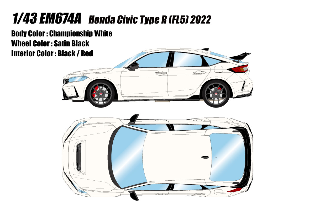 ** 予約商品 ** EIDOLON EM674A Honda Civic Type R (FL05) 2022 Championship White
