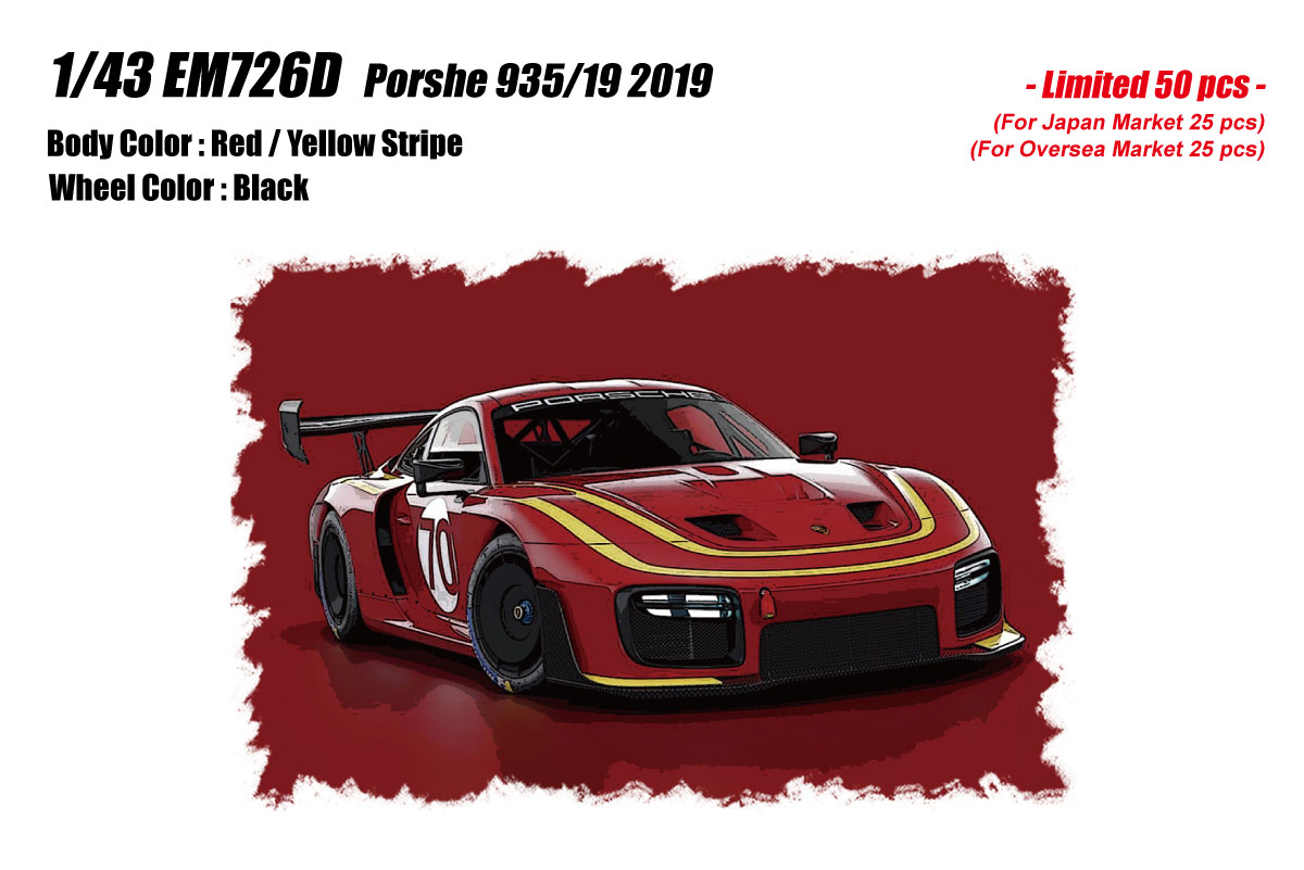 ** 予約商品 ** EIDOLON EM726D Porsche 935/19 2019 Red / Yellow Stripe Limited 50pcs