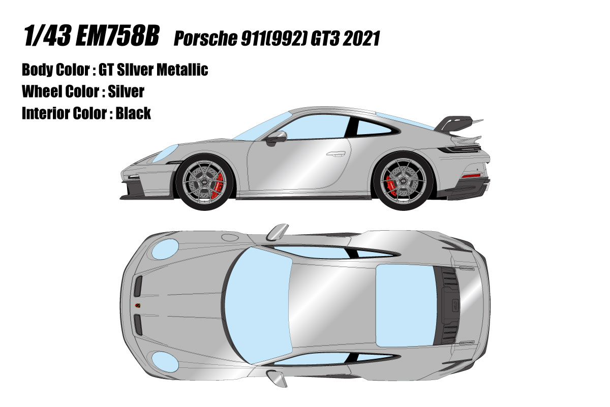 ** 予約商品 ** EIDOLON EM758B Porsche 911(992) GT3 2021 GT Silver Metallic
