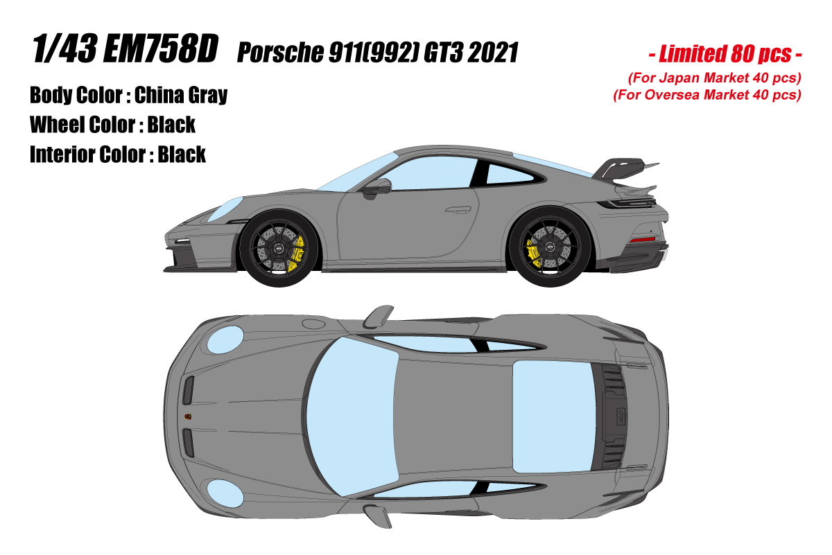 ** 予約商品 ** EIDOLON EM758D Porsche 911(992) GT3 2021 China Gray Limited 80pcs