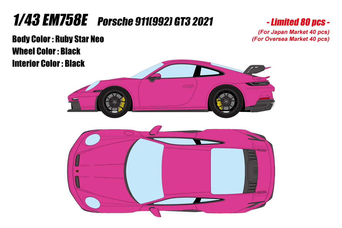 ** 予約商品 ** EIDOLON EM758E Porsche 911(992) GT3 2021 Ruby Star Neo Limited 80pcs
