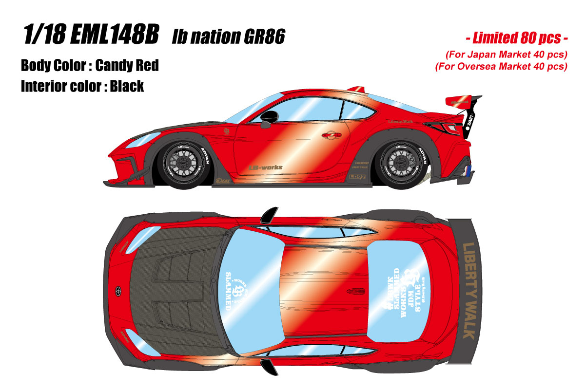 【お取り寄せ商品】 EIDOLON EML148B 1/18 lb nation GR86 Candy Red Limited 80pcs