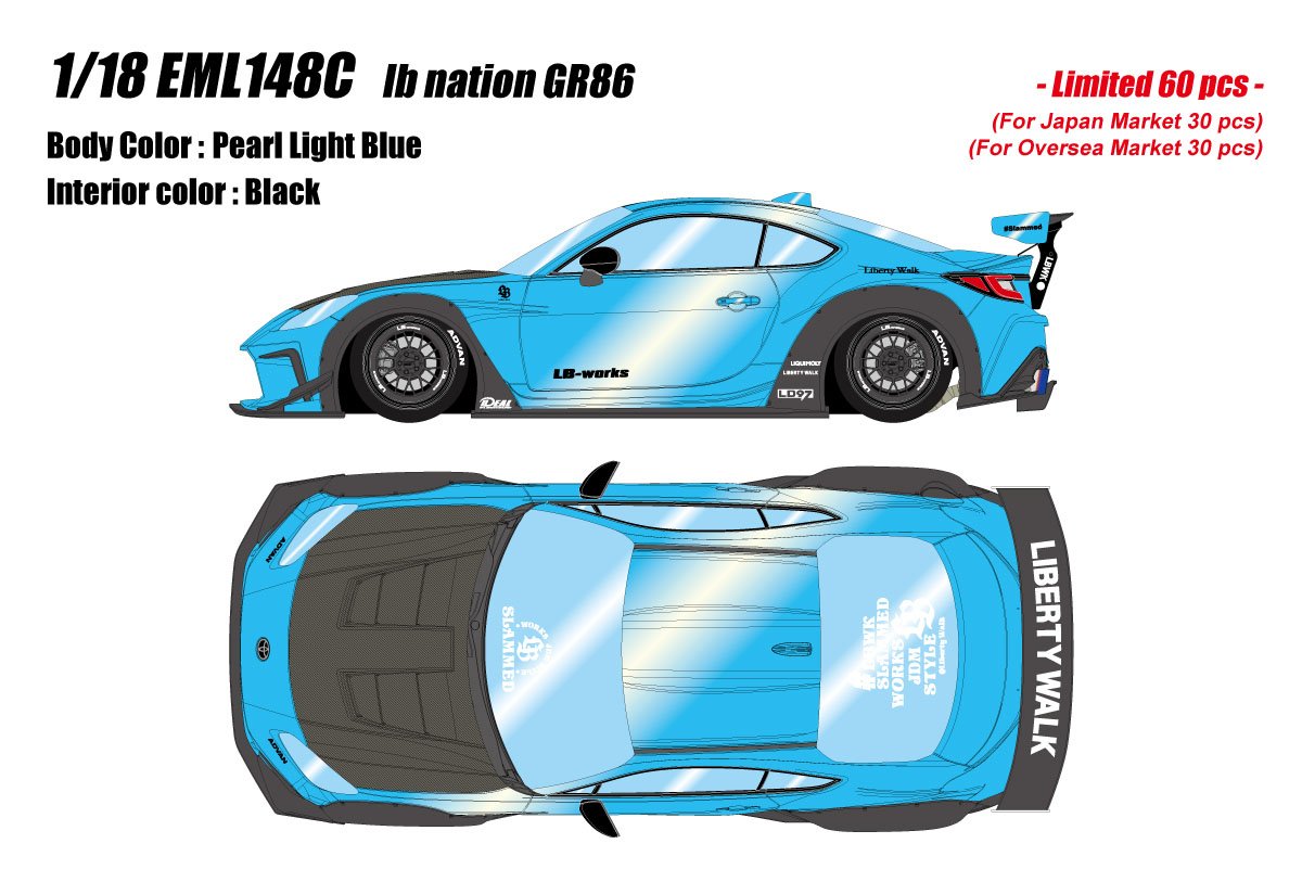 【お取り寄せ商品】 EIDOLON EML148C 1/18 lb nation GR86 Pearl Light Blue Limited 60pcs