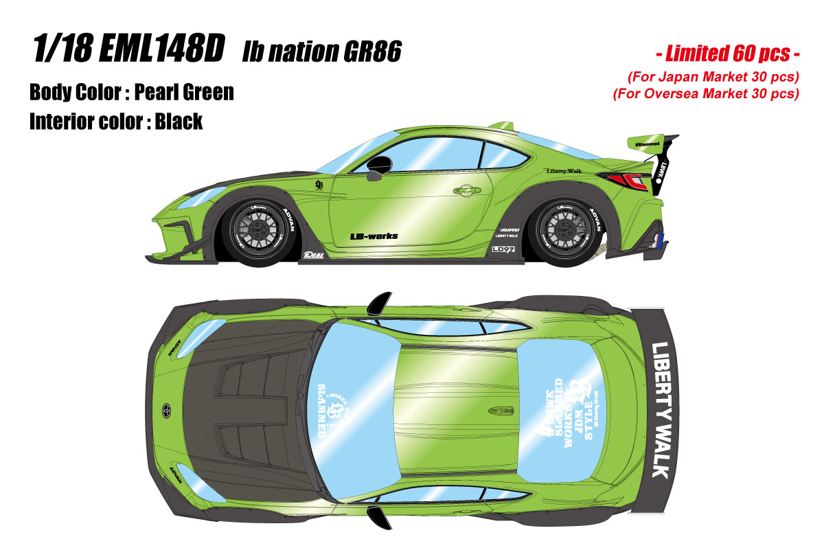 EIDOLON EML148D 1/18 lb nation GR86 Pearl Green Limited 60pcs