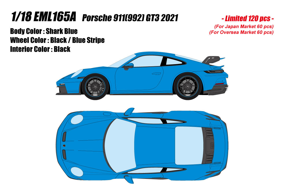 ** 予約商品 ** EIDOLON EML165A 1/18 Porsche 911 (992) GT3 2021 Shark Blue Limited 120pcs