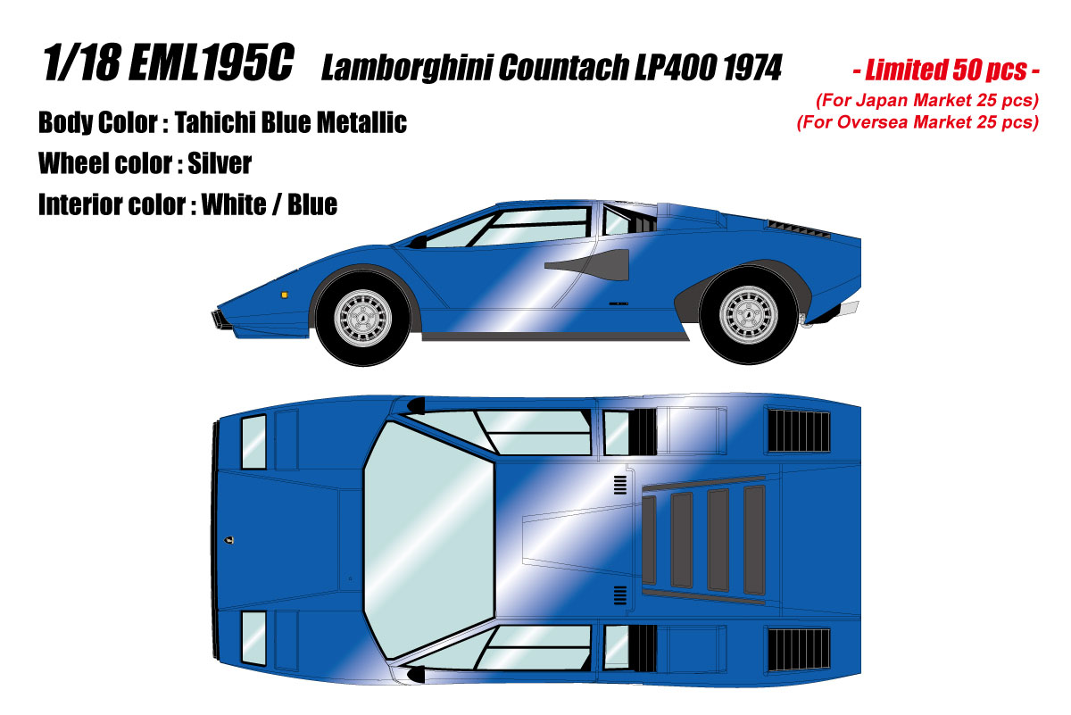 ** 予約商品 ** EIDOLON EML195C 1/18 Lamborghini Countach LP400 1974 Tahichi Blue Metallic