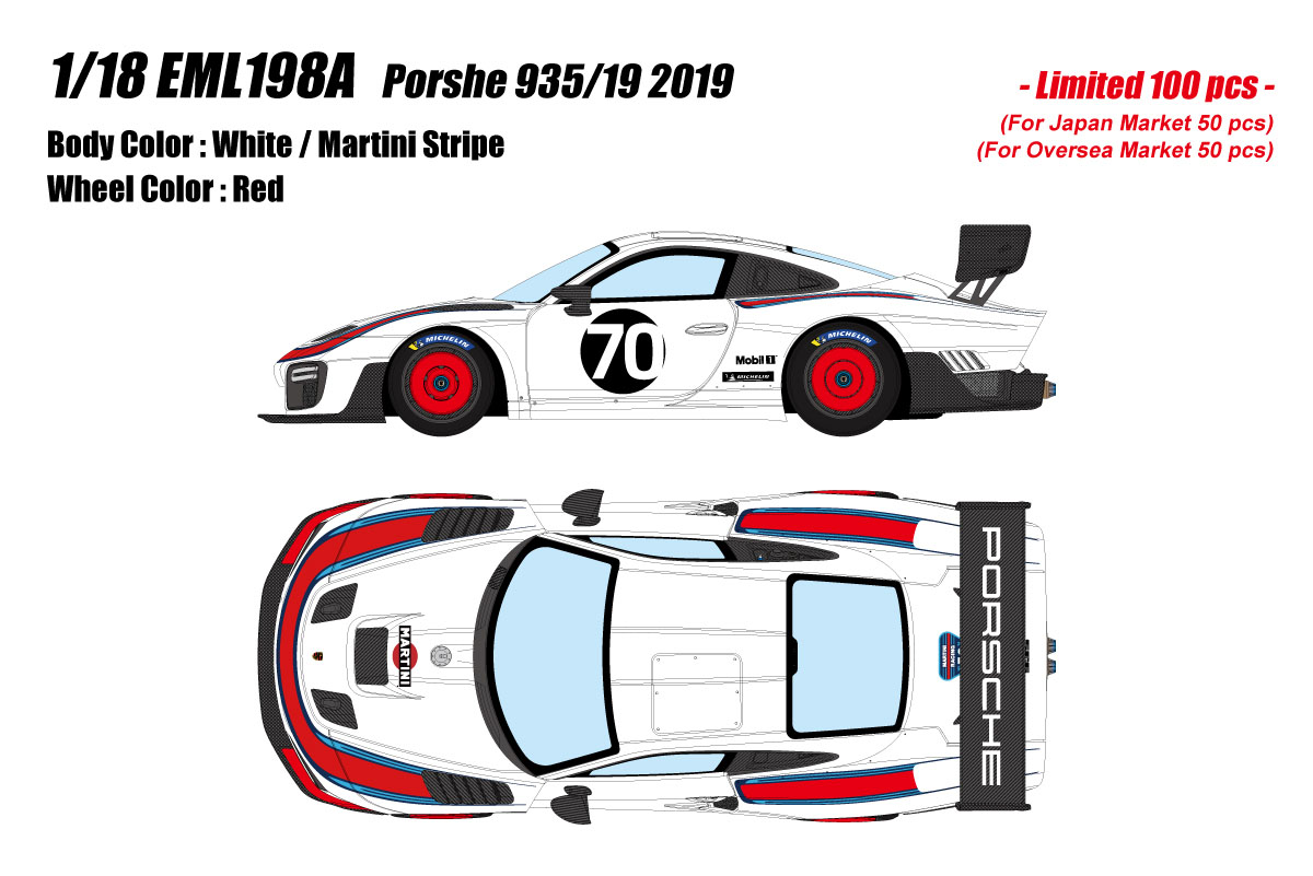 ** 予約商品 ** EIDOLON EML198A 1/18 Porsche 935/19 2019 White / Martini Stripe Limited 100pcs