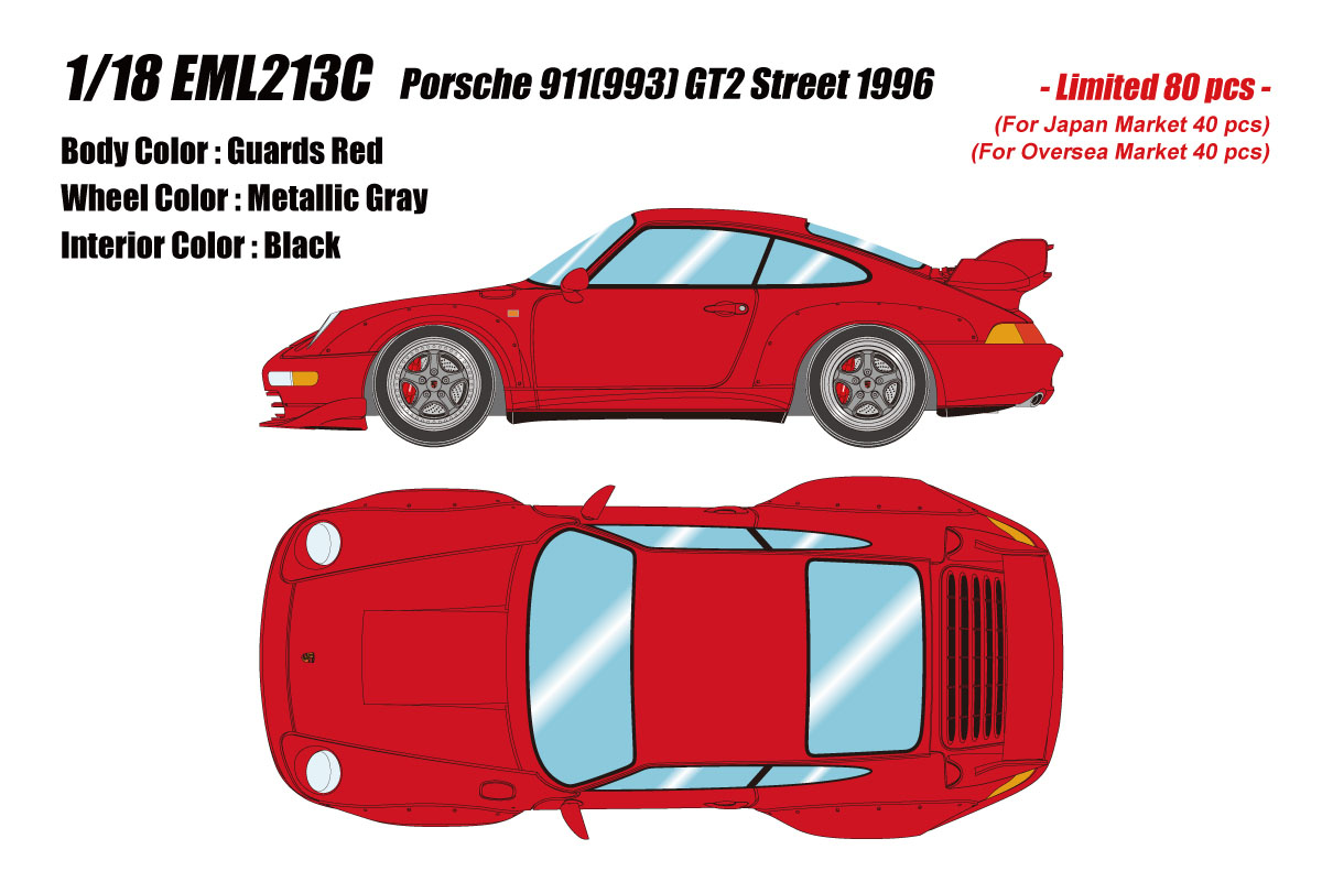 ** 予約商品 ** EIDOLON EML213C 1/18 Porsche 911(993) GT2 Street 1996 Guards Red Limited 80pcs