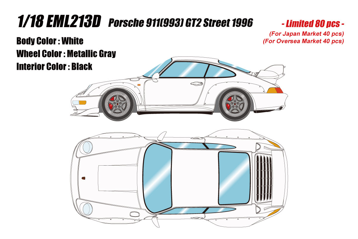 ** 予約商品 ** EIDOLON EML213D 1/18 Porsche 911(993) GT2 Street 1996 White Limited 80pcs