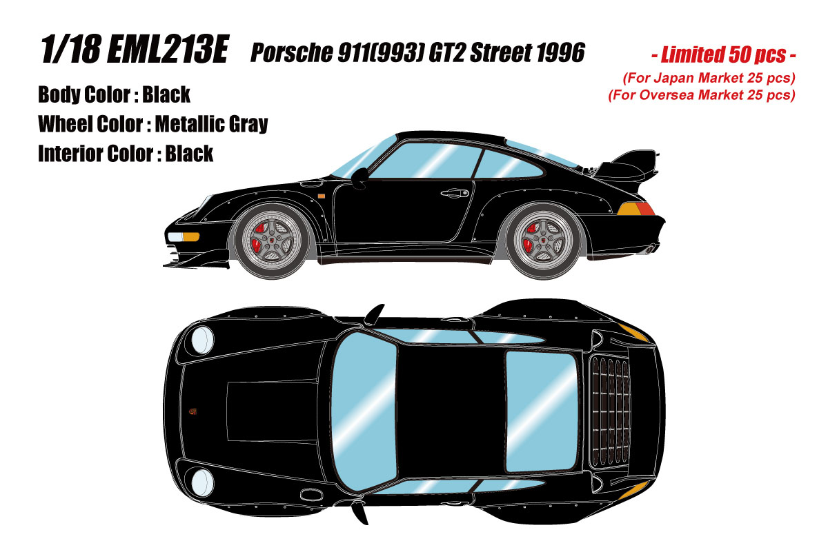 ** 予約商品 ** EIDOLON EML213E 1/18 Porsche 911(993) GT2 Street 1996 Black Limited 50pcs