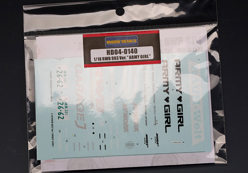 Hobby Design HD04_0140 1/18 RWB 993 ver. Army Girl デカール 【メール便可】