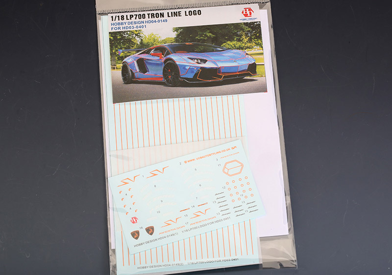 Hobby Design HD04_0149 1/18 LP700 TRON Line デカール for HD03-0401 【メール便可】