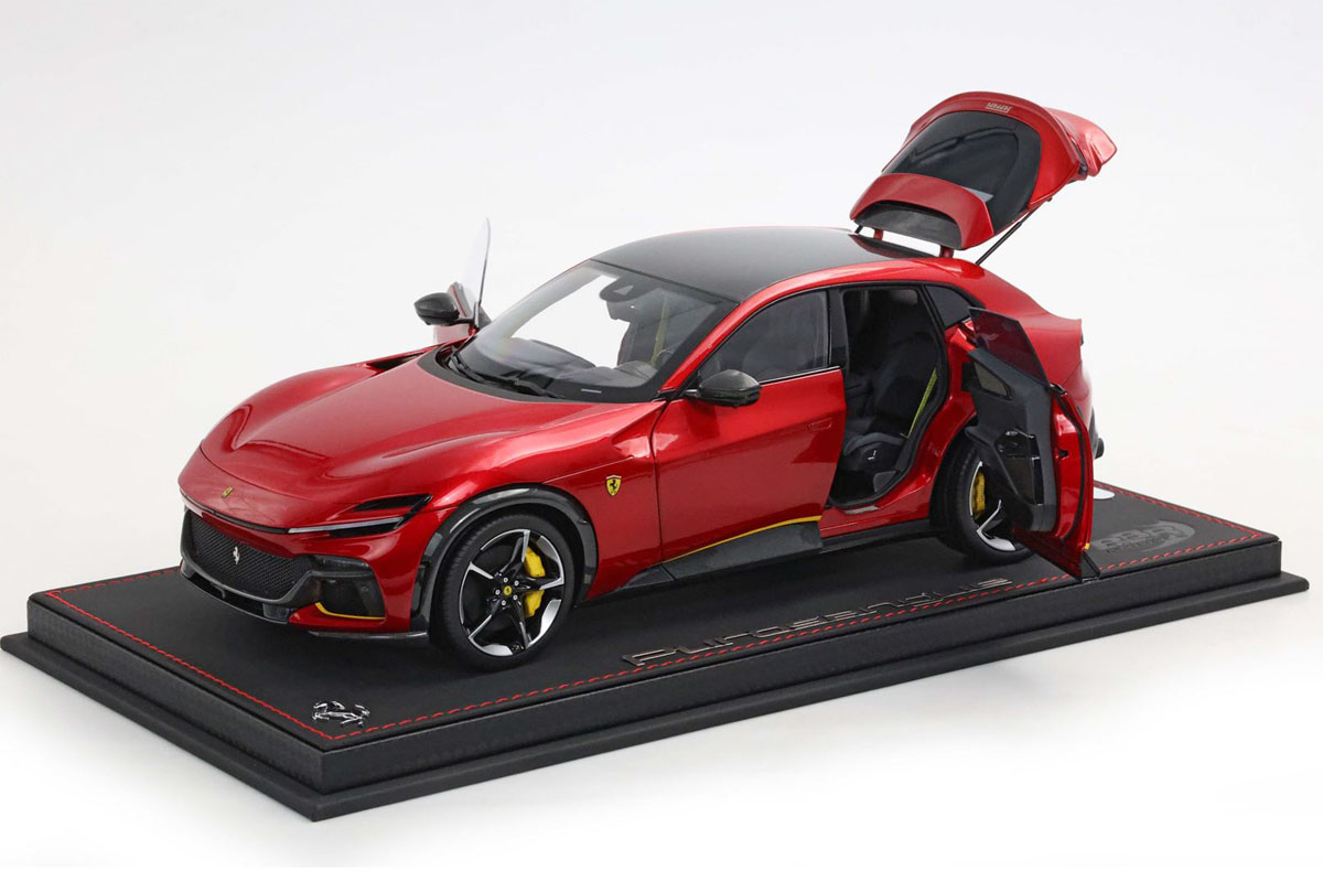 ** 予約商品 ** BBR HE180052B1DIE 1/18 Ferrari Purosangue Rosso Magma - with Yellow stripes (Diecast Full Open) Limited 20pcs （ケース付）