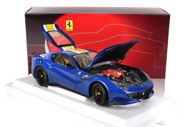 BBR 182100A1 1/18 Ferrari F12 TDF Azzurro Dino Yellow Stripe