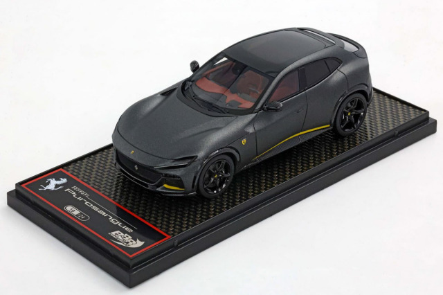 BBRC283M Ferrari Purosangue Panoramic Roof Grigio Silverstone Matt / Yellow stripes Limited 24pcs