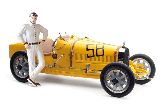 【お取り寄せ商品】 CMC M-100-B017 1/18 Bugatti T35 1924 Yellow Livery With a Female Racer Figurine Limited Edition 600 pcs