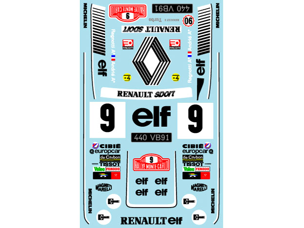 Museum collection D1123 1/24 Renault 5 Turbo 1981 Monte Carlo Decal (Tamiya) 【メール便可】