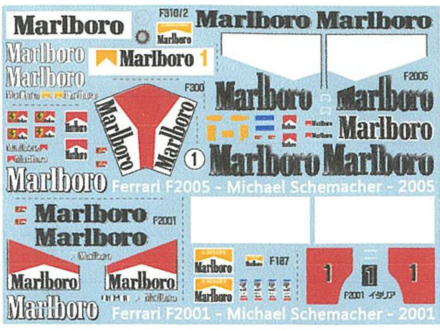 ** 予約商品 ** Museum collection D1171 1/24 Ferrari F1 Collection 6 F187,F310/2,F300,F2001,F2005 Decal (DeAgostini) 【メール便可】