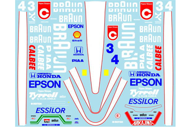 Museum collection D137 1/20 Tyrrell Honda 020 1991 BRAUN Decal (tamiya) 【メール便可】