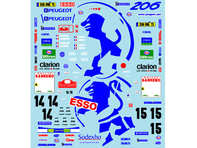 Museum collection D164 1/24 Peugeot 206 1999 Sanremo Decal (Tamiya) 【メール便可】