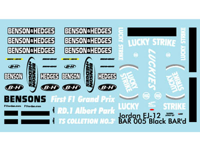 Museum collection D239 1/43 EJ12 &BAR005 Test Tobacco Decal【メール便可】