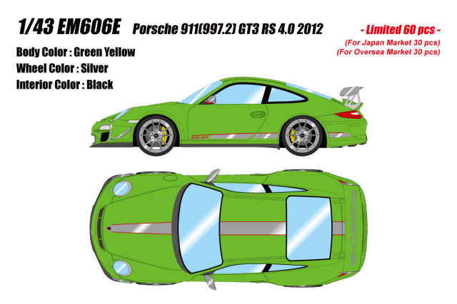 ** 予約商品 ** EIDOLON EM606E Porsche 911(997.2) GT3 RS4.0 2012 Green Yellow Limited 60pcs