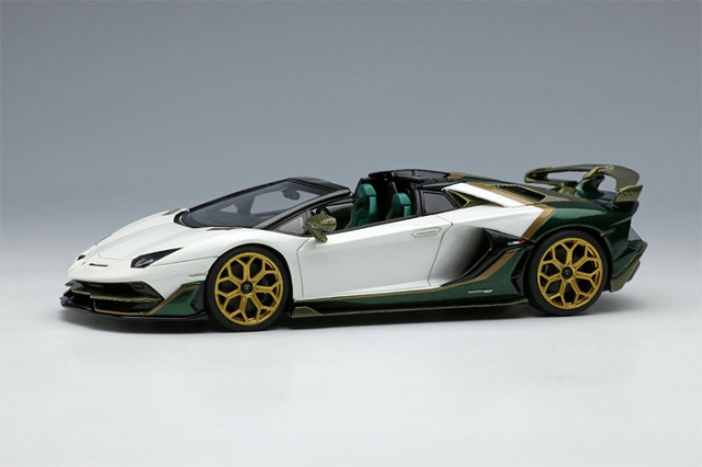 EIDOLON EM669A Lamborghini Aventador SVJ Roadster 2020 Ado Personam 2tone Paint Bianco Aether / Verde Hydra